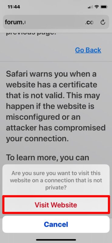 ارور امن نبودن وبسایت در سافاری